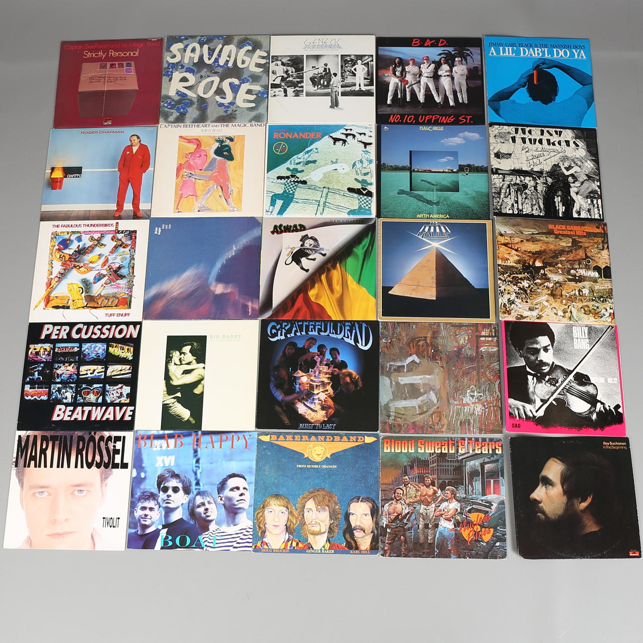 PARTI LP-SKIVOR. 25 st. Bl a Savage Rose, Genesis och Captain Beefheart and his magic band. 1900-talets andra hälft.