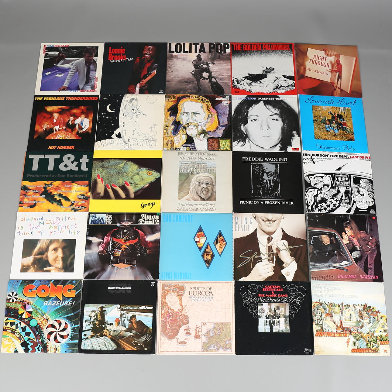 PARTI LP-SKIVOR. 25 st. Bl a Lolita Pop, Arbete och Fritid, Eldkvarn. 1900-talets andra hälft.