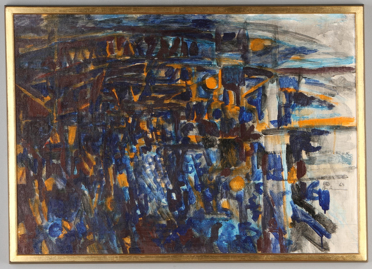 FRED ANDERSSON. Komposition, olja på pannå, signerad och daterad 63.