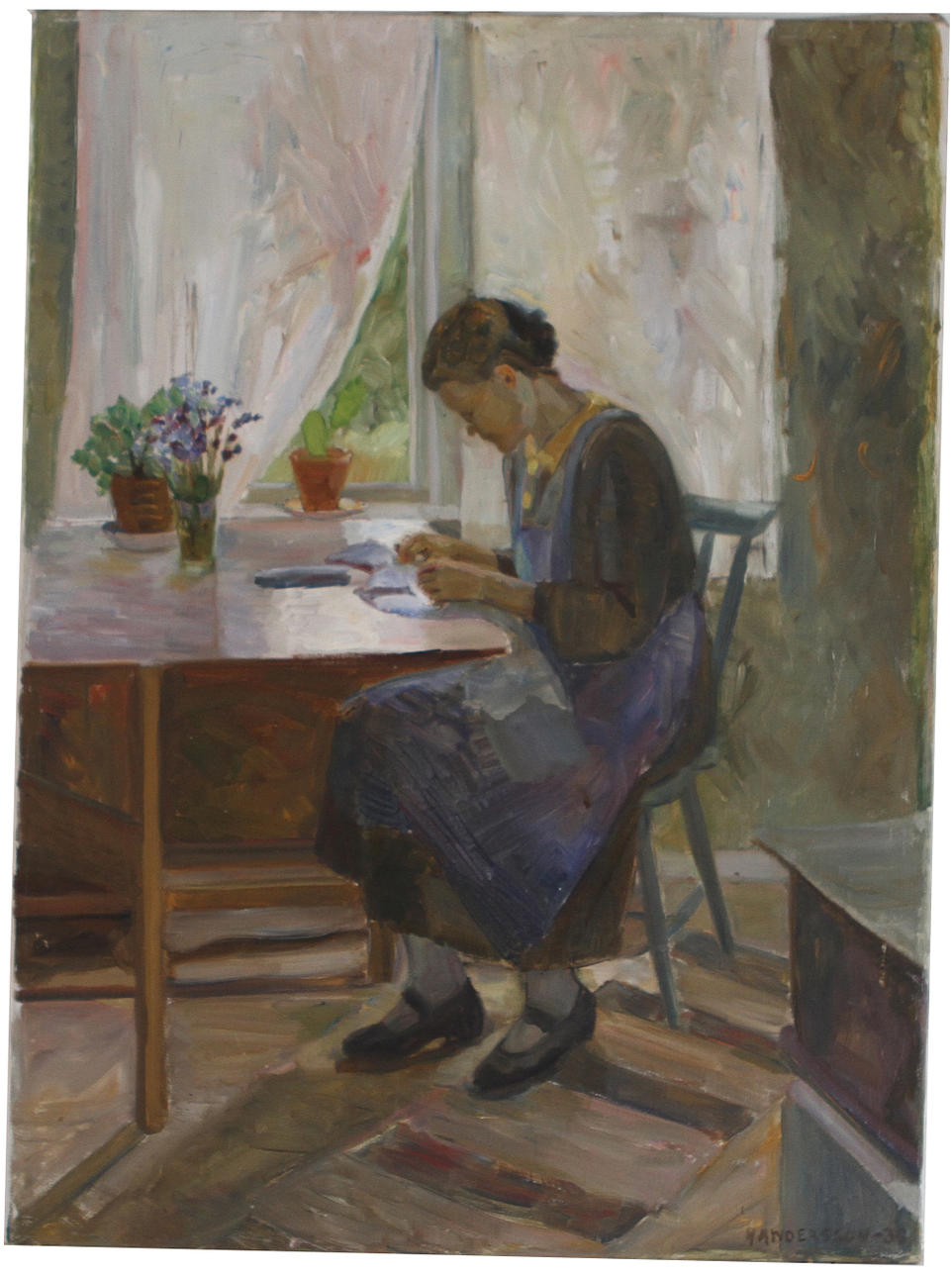 OKÄND KONSTNÄR, olja på duk, sign H Andersson. Dat -38.