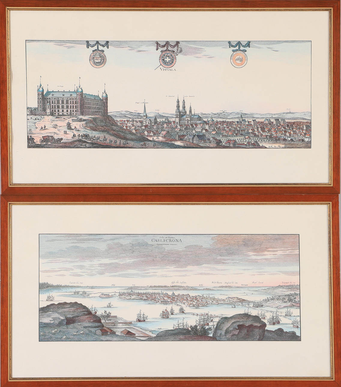 PAINTINGS, cityscapes, 2 prints after older models.