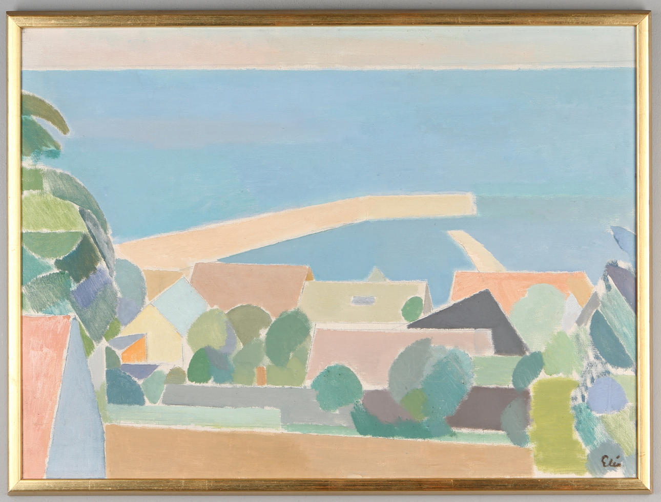 OKÄND KONSTNÄR. Hustak, olja på duk, bär signatur.