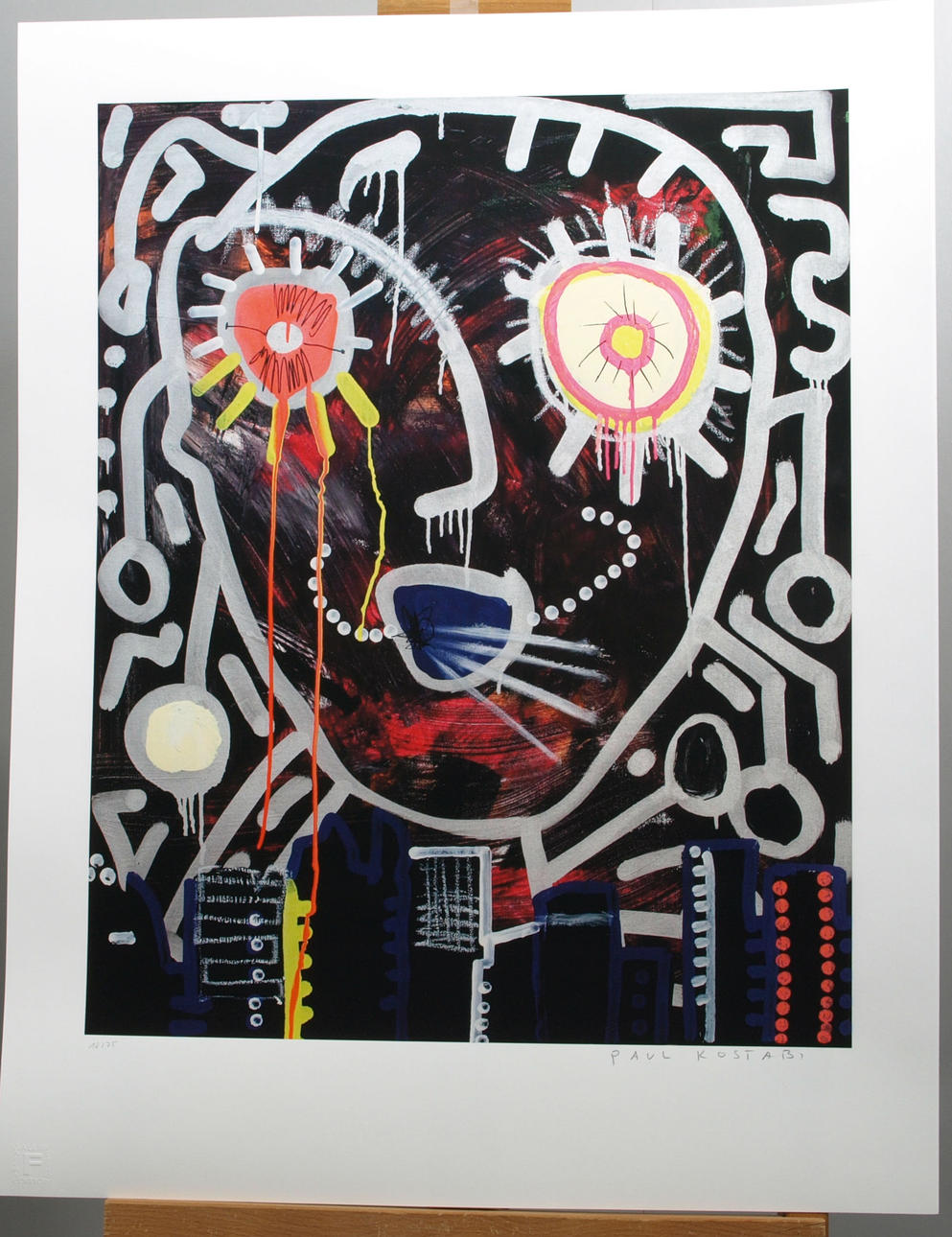 PAUL KOSTABI. Screentryck på bomullspapper, numrerad 12/75, signerad.