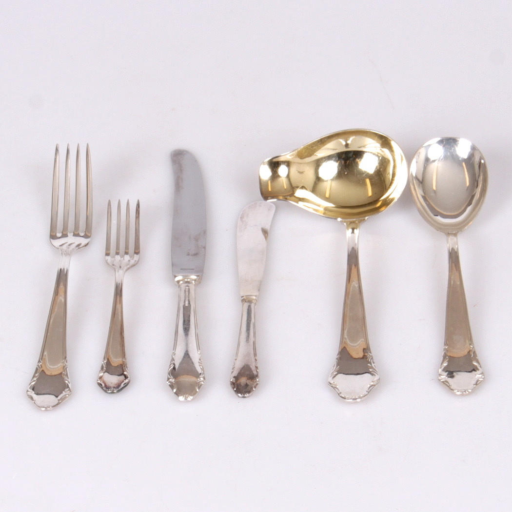 BESTICK, 46 delar, nysilver, "Leckö", 1900-tal.