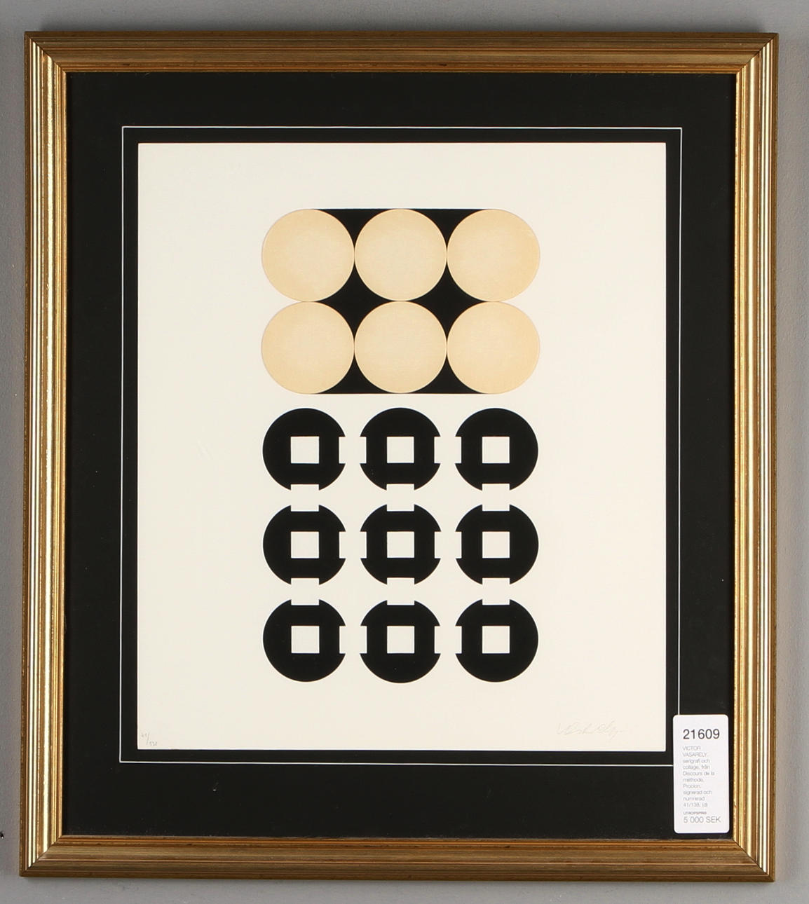 VICTOR VASARELY. serigrafi och collage, från Discours de la méthode, Procion, signerad och numrerad 41/138.