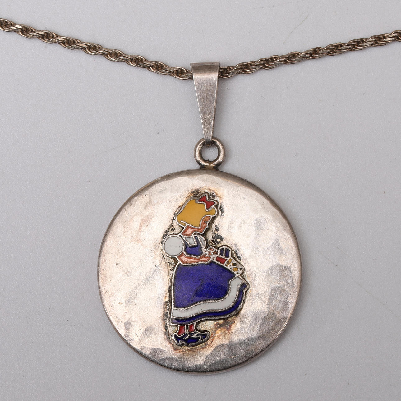 PENDANT with chain, Irma-pigen, silver, Meka, Denmark.