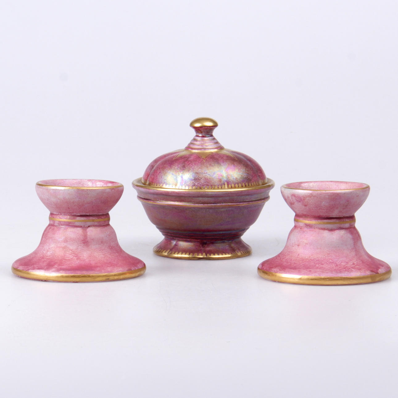 LOCKASK, samt paret ljusstakar, Josef Ekberg, Gustavsberg.