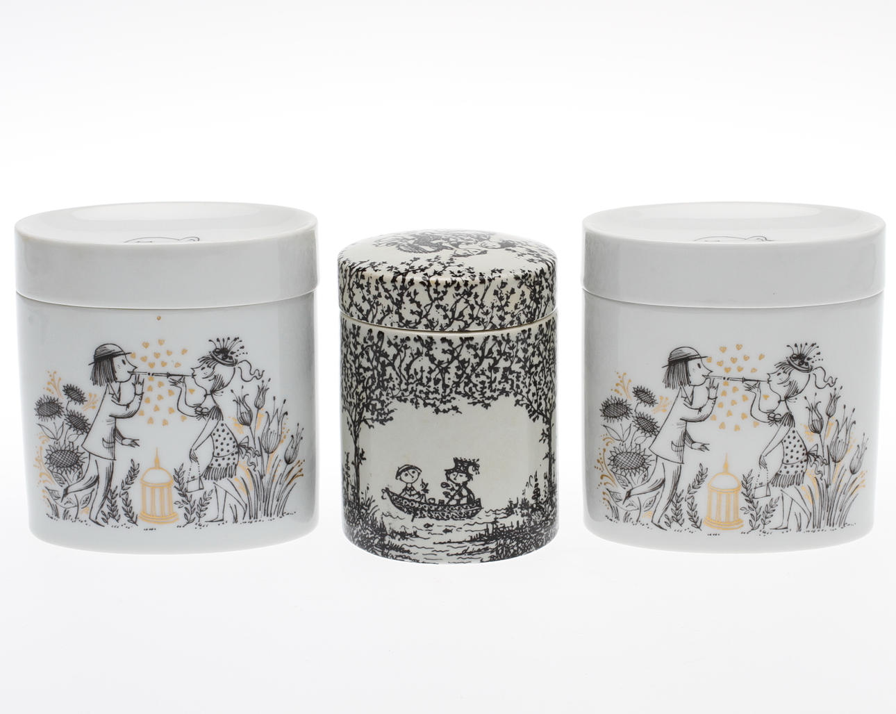 PARTI PORSLIN, 3 delar, Björn Wiinblad, Nymolle och Raymond Peynet, Rosenthal.