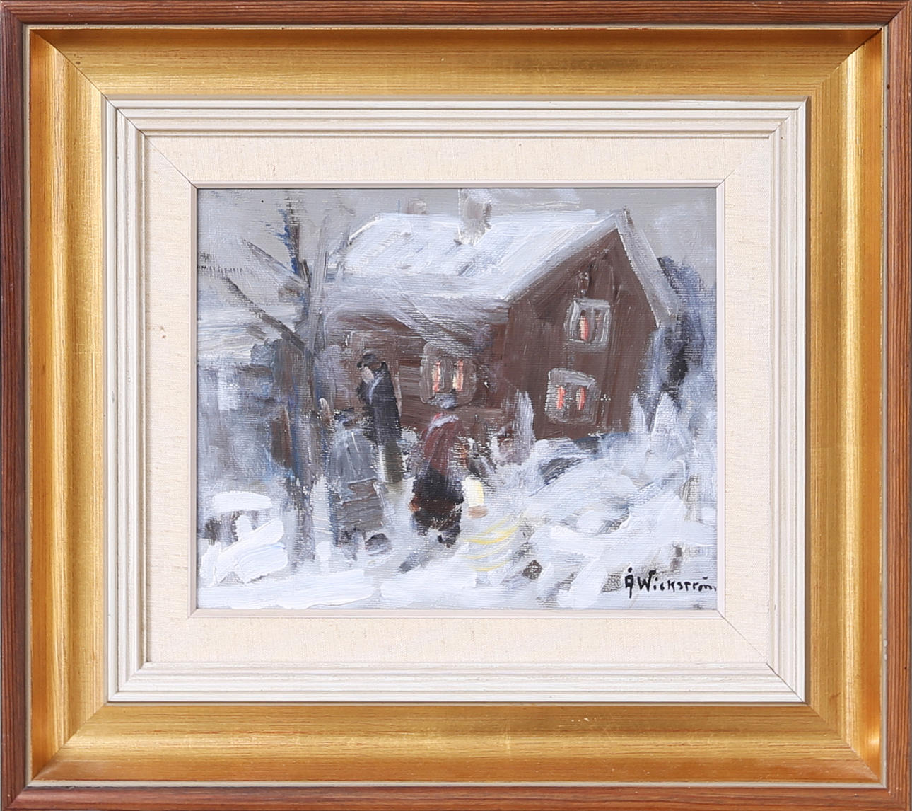 ÅKE WICKSTRÖM. "På väg till bjudning", olja på duk, signerad.