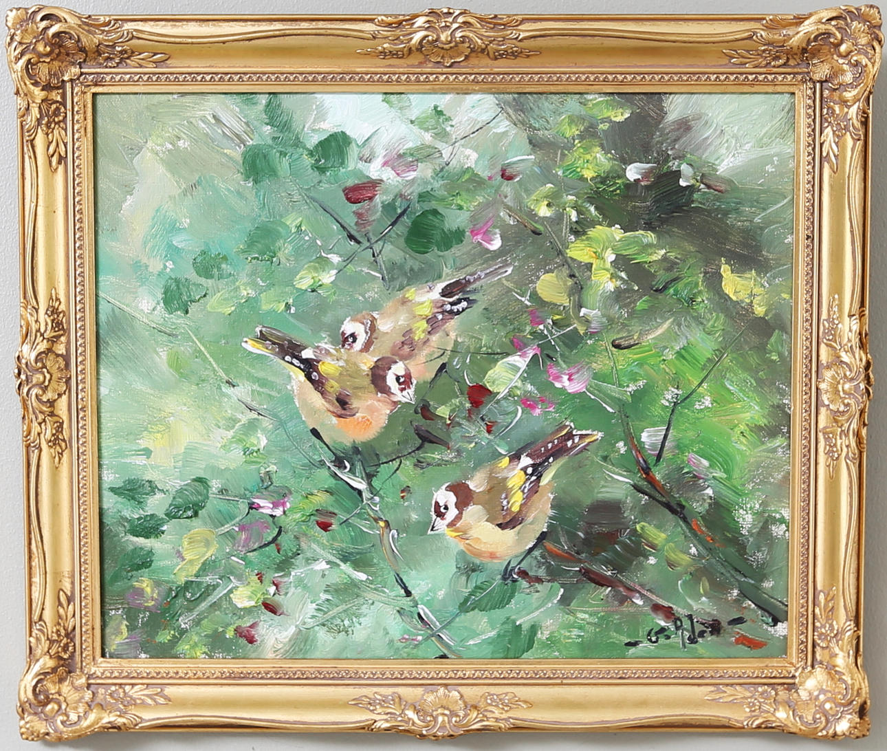 OIDENTIFIERAD KONSTNÄR. Steglits, olja på duk, signerad G Adon.