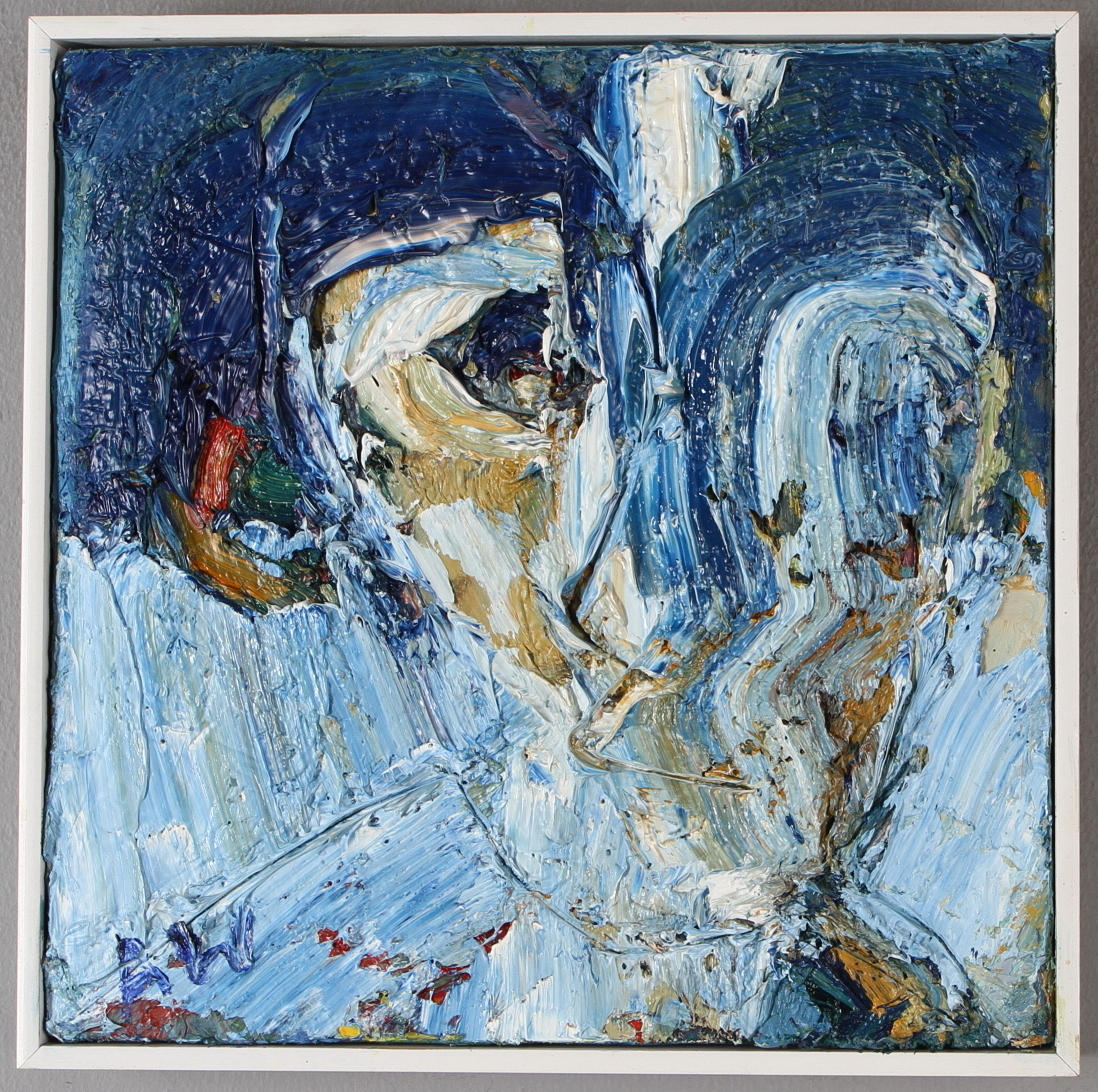 ANDERS WOLLIN. "I en undrande blå bubbla", olja på duk, signerad.