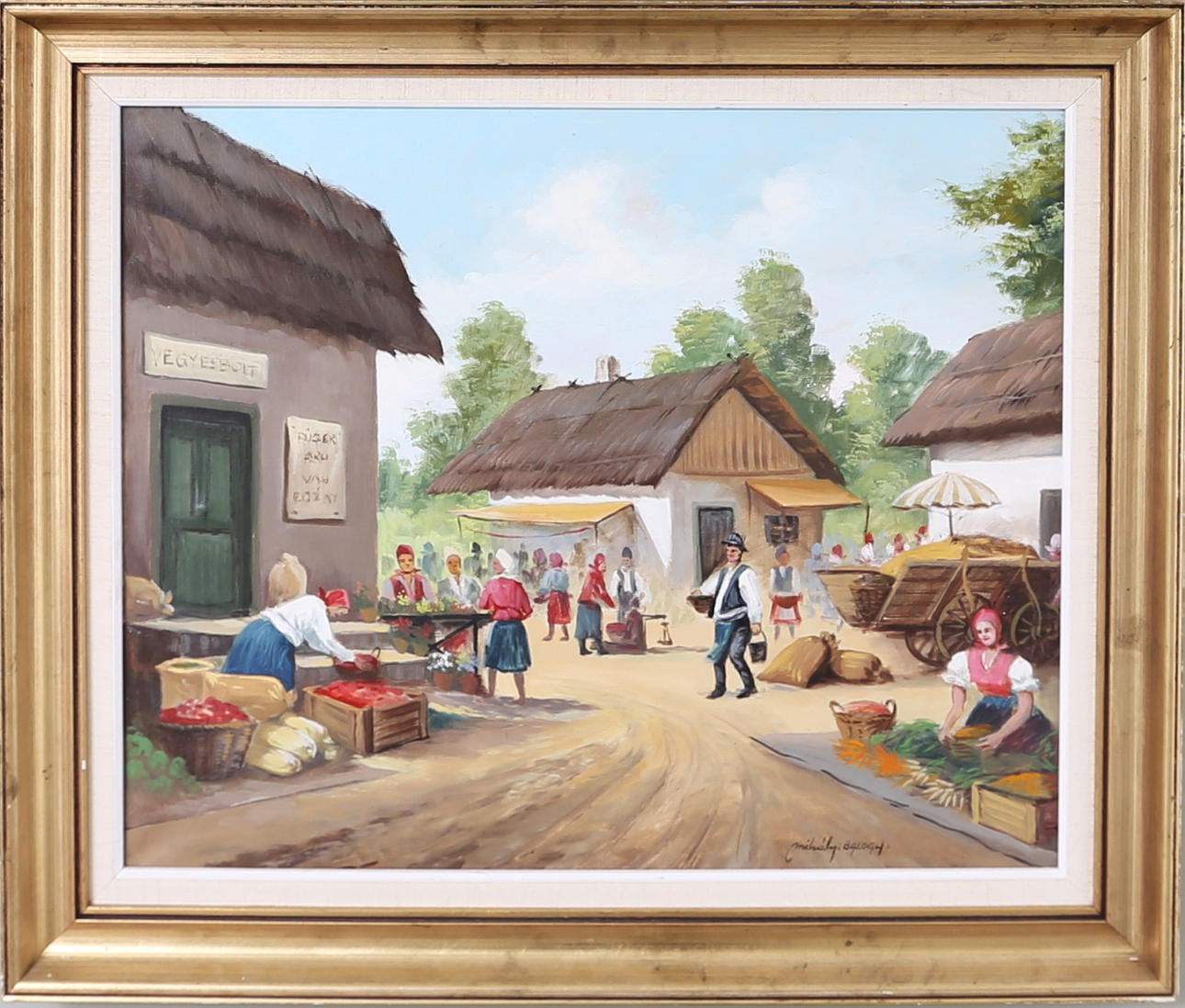 OIDENTIFIERAD KONSTNÄR. Byscen, olja på duk, signerad Balogh.