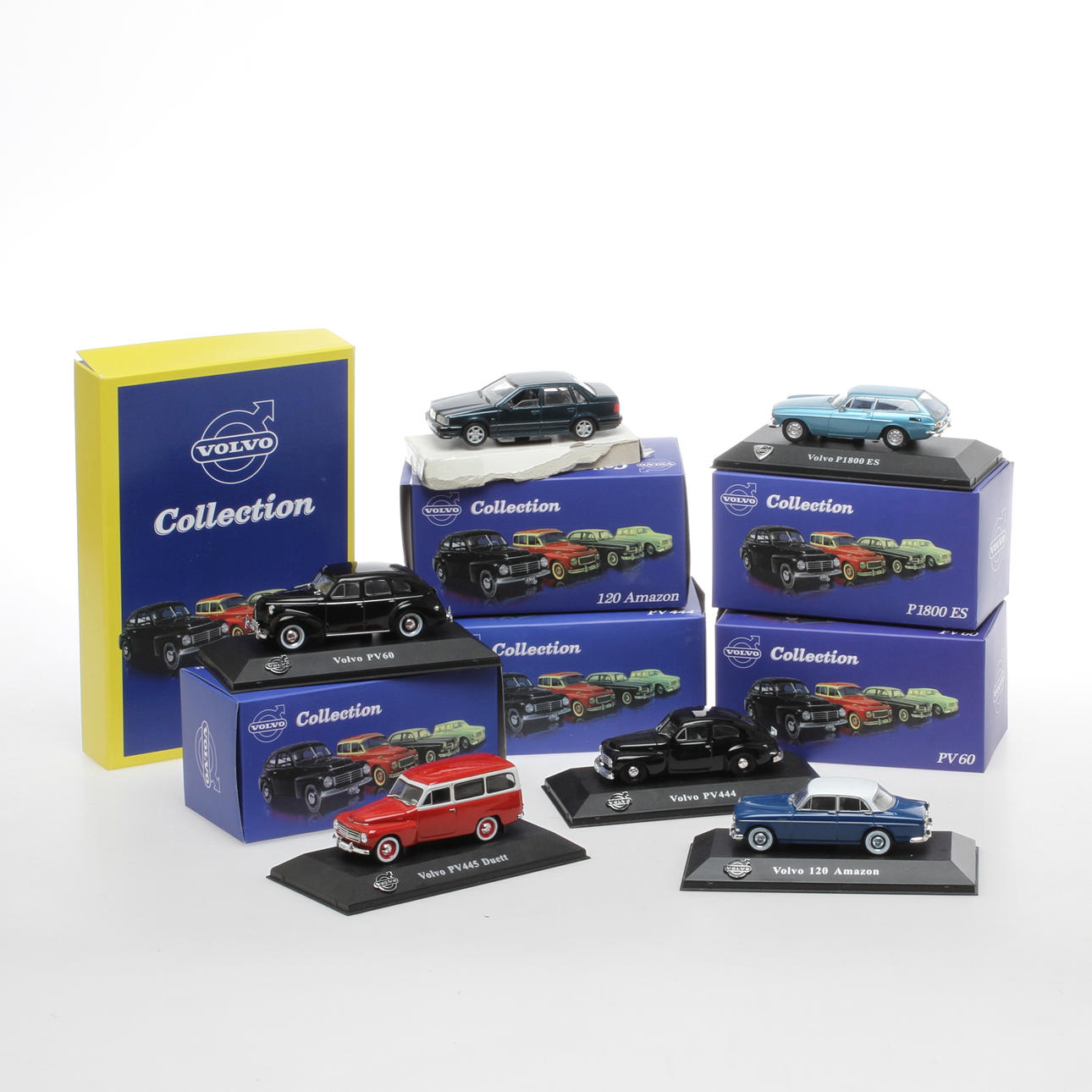 MODELLBILAR ATLAS EDITION, Svenska förebilder. 5 VOLVO i originalkartong. En AHC VOLVO 850 GLT.