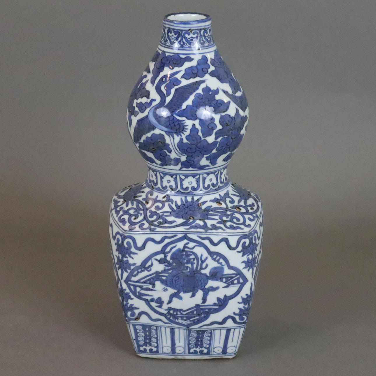 - BLÅ OCH VIT DUBBEL PUMPA VAS - Kina, Qingdynastin.