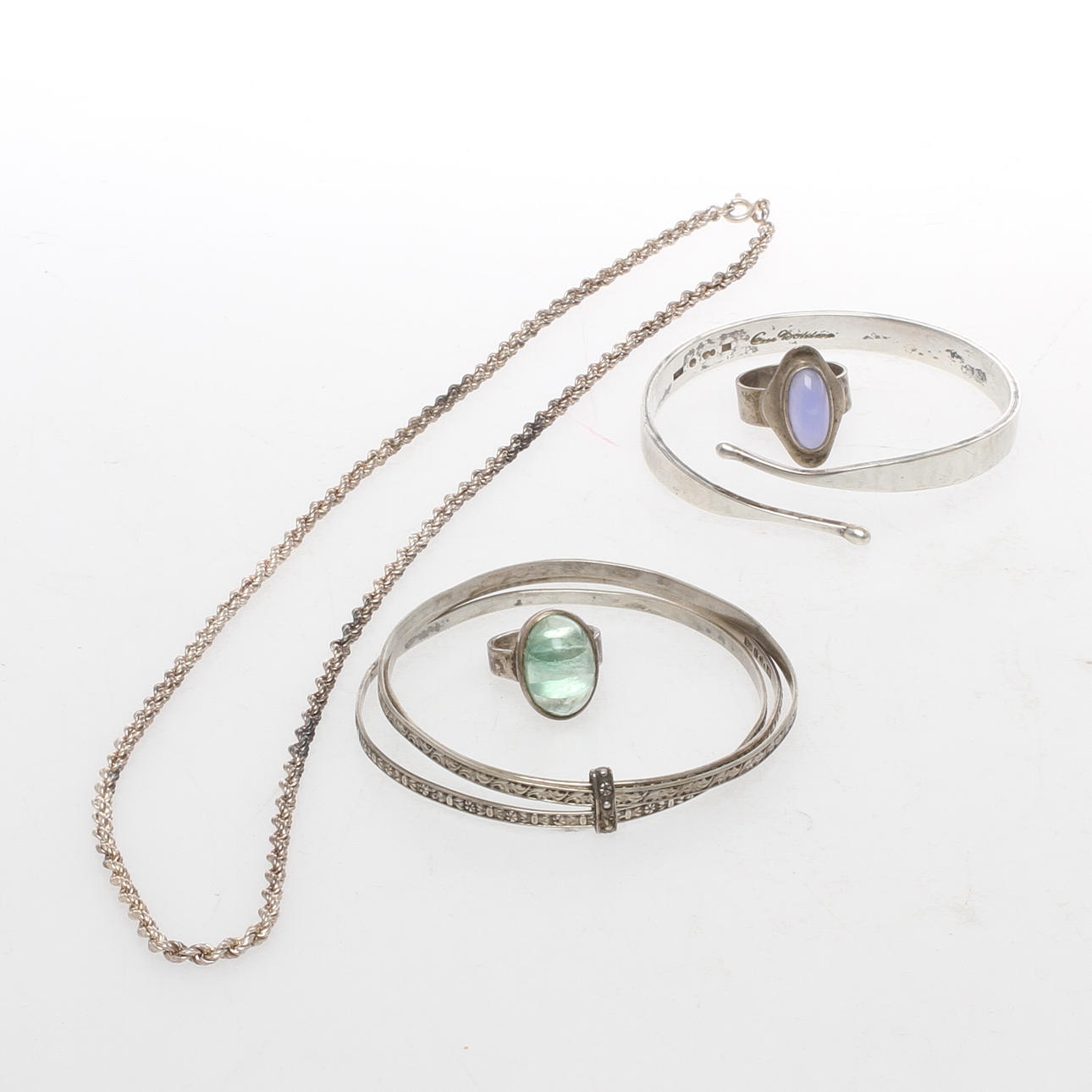 SMYCKEN, 5 delar, silver, bland annat Ove Bohlin Stockholm 1961.