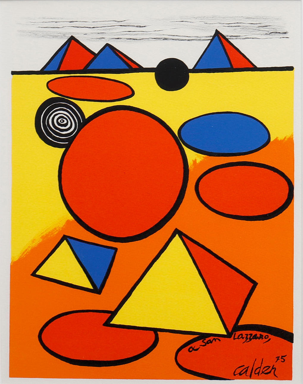 ALEXANDER CALDER. COMPOSITION. Color lithograph from "San Lazzaro et ses amis", XX:e siècle, Paris 1975.