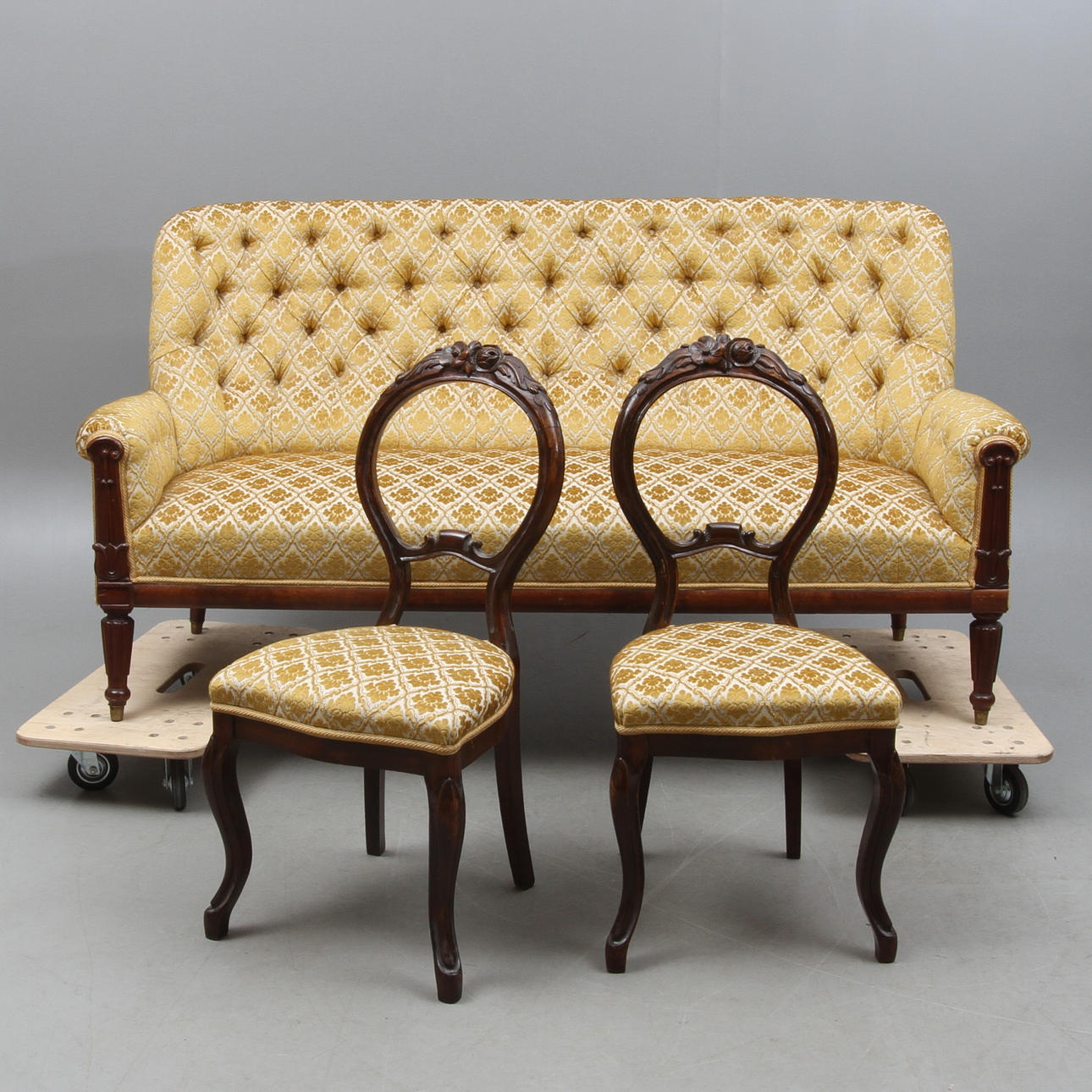 SOFFA samt STOLAR, 1 par, 1800-tal.