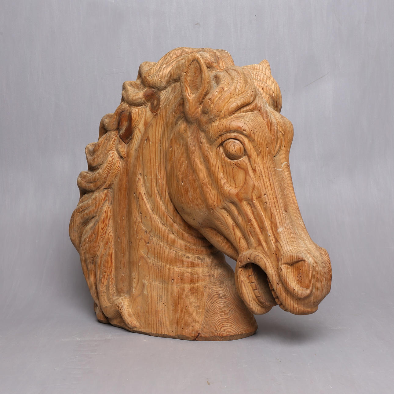 CABEZA DE CABALLO, madera esculpida, 1900.