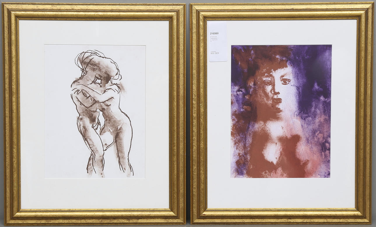 PETER DAHL. Färglitografier, 2 st, osignerade.