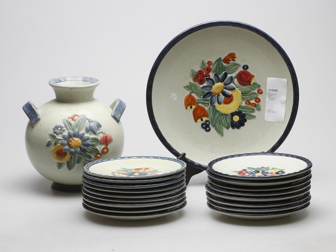 FRUKTSERVIS, keramik, 19 delar, "Primavera" Rörstrand.