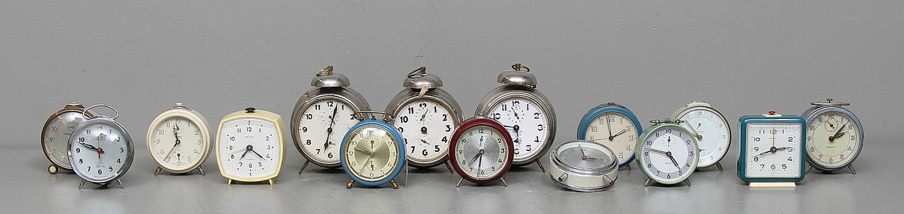 VÄCKARUR, 15 st, omkring 1900-talets mitt.