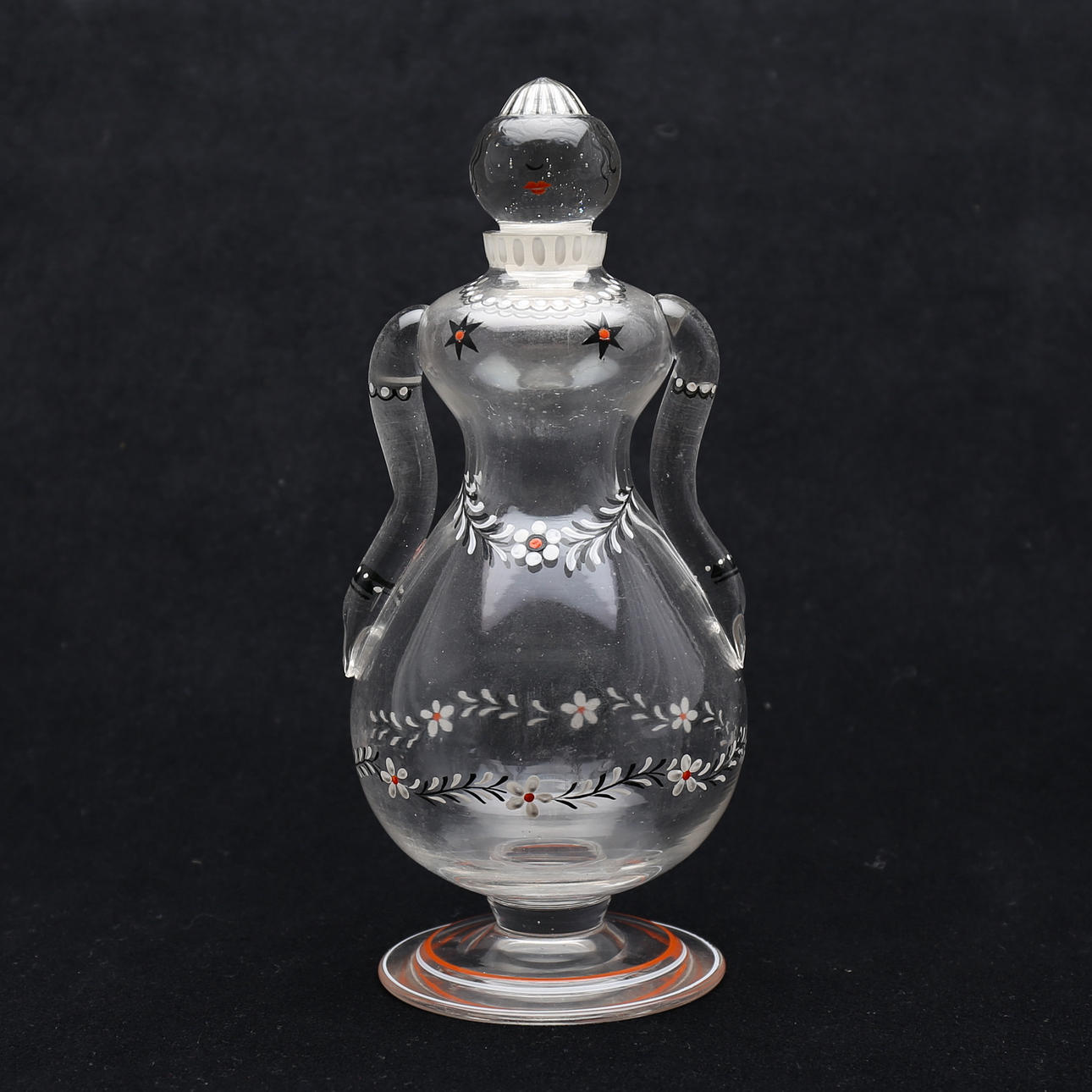 KARAFF, i form av kvinnokropp, glas, 1900-tal.