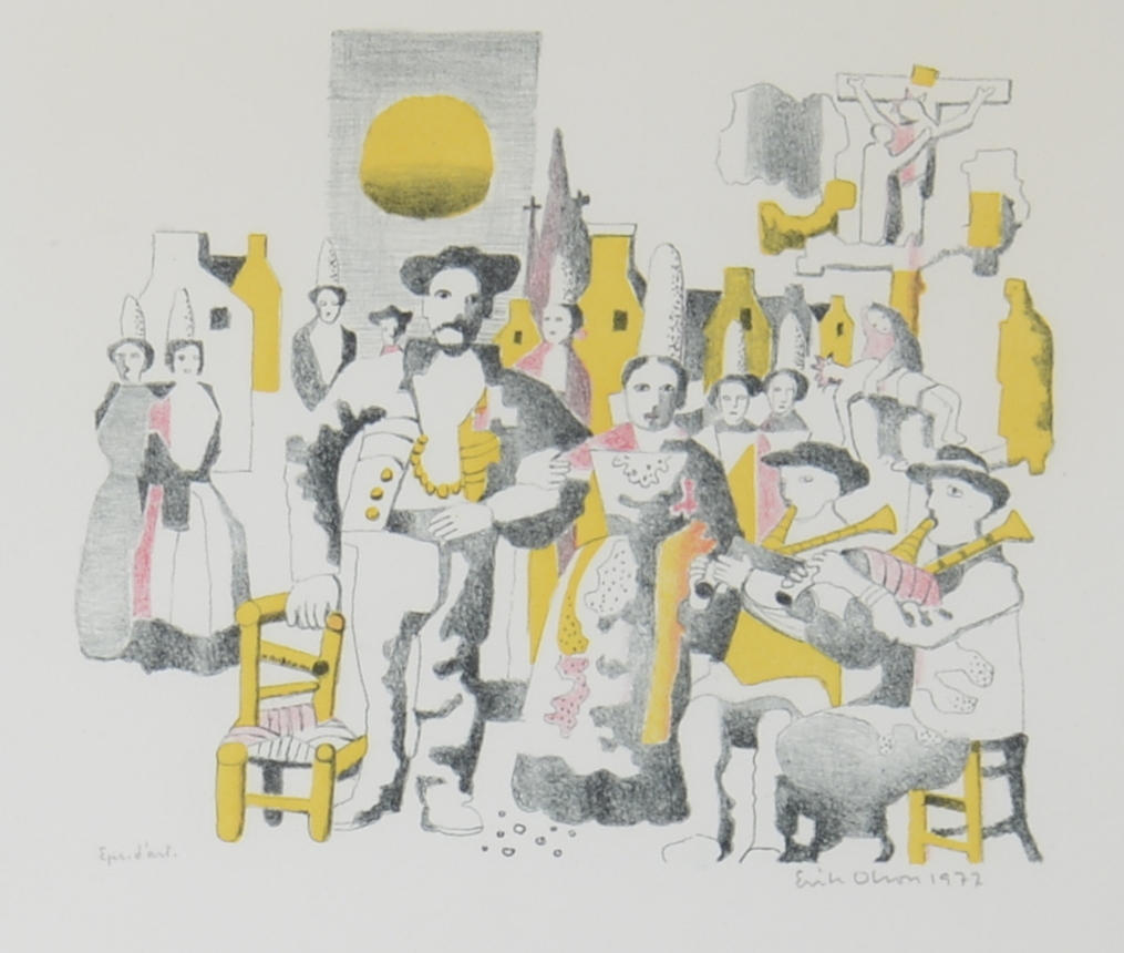 ERIK OLSON. Färglitografi.