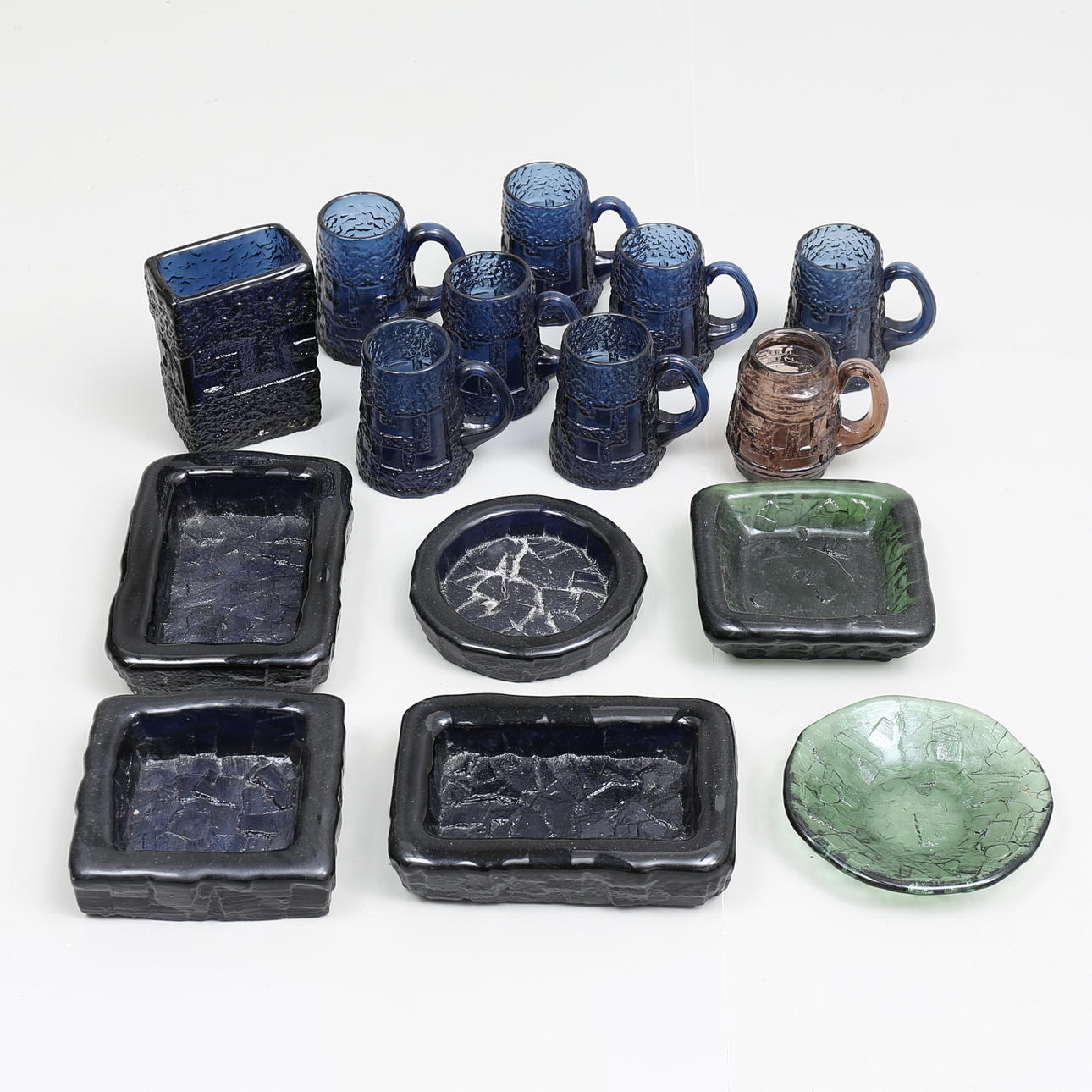 GLAS, 15 delar, Göte Augustsson, Ruda Glasbruk.