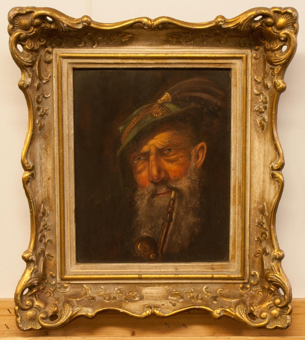 UNBEKANNTER FIGURENMALER. porträtt av en jägare.