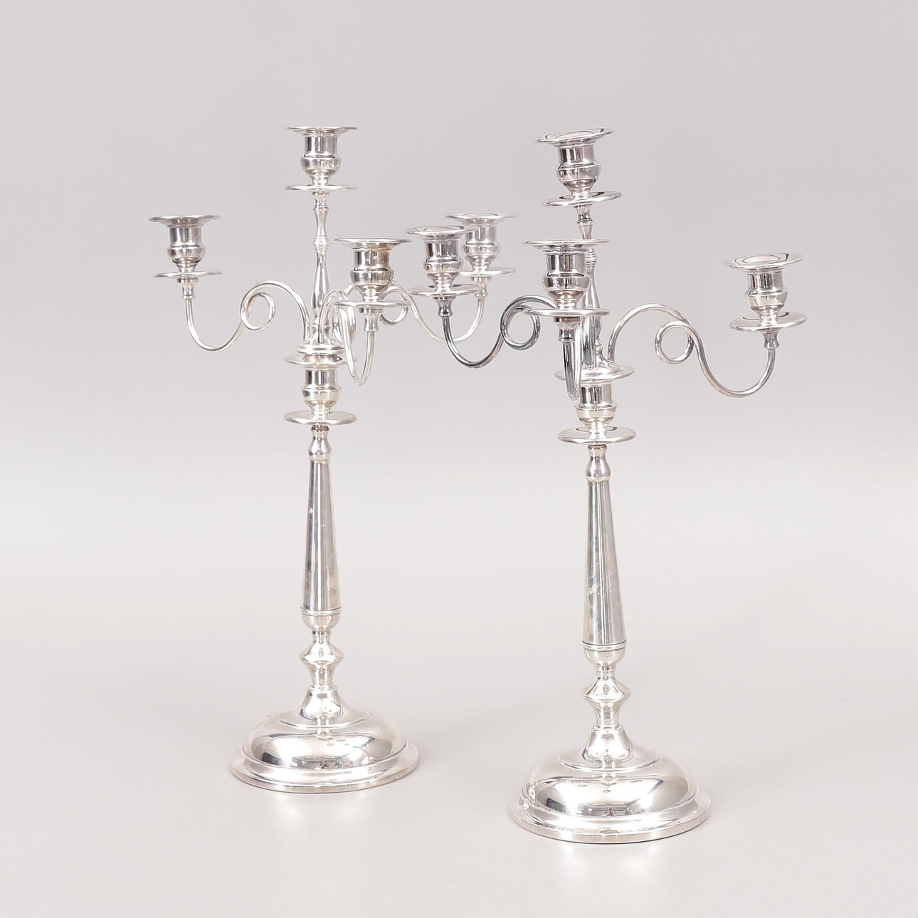 CANDELABRAS, a pair, nickel silver.