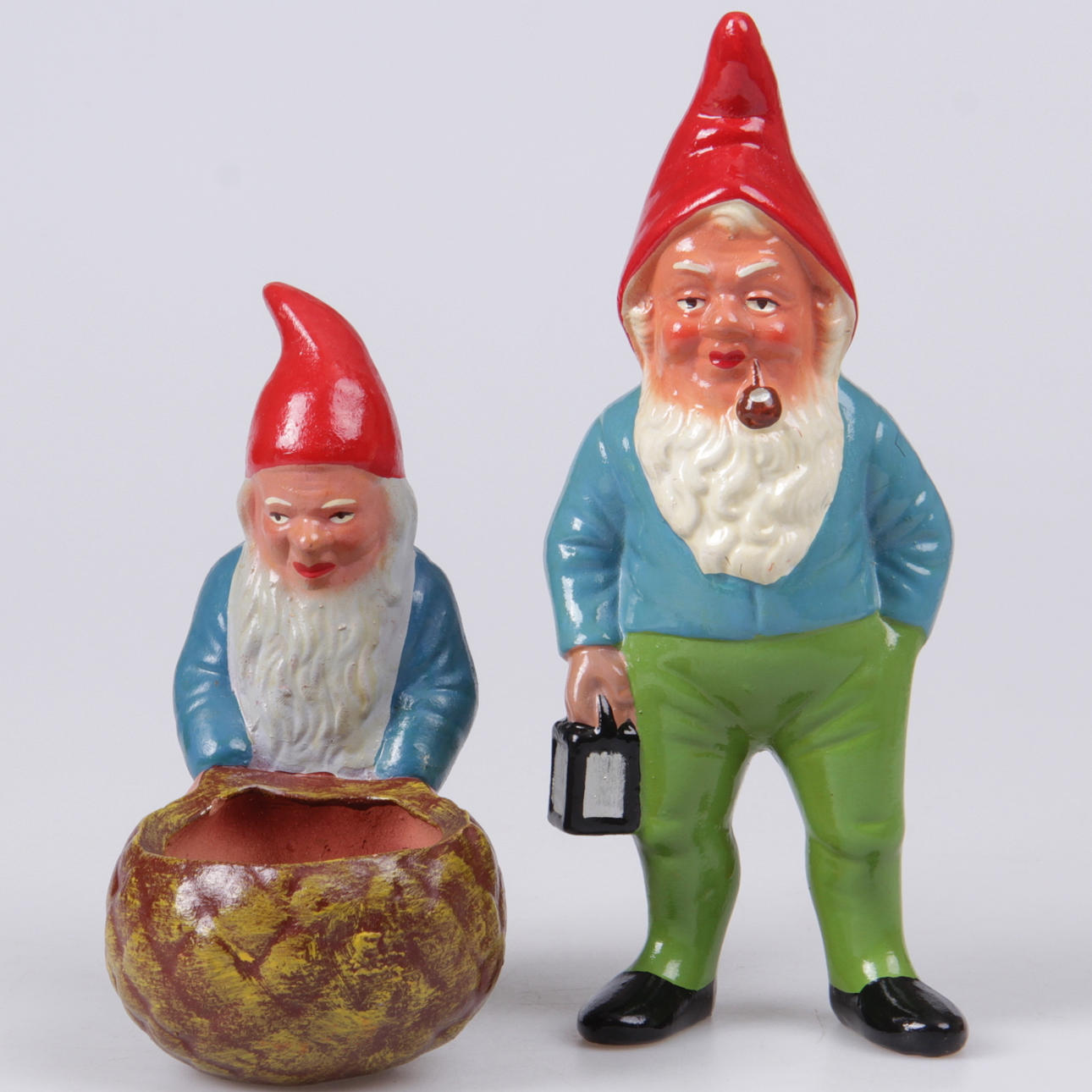 FIGURIN, 2 st. Lergods, tomtar, Gräfenroda, Tyskland, 1900-talets mitt.