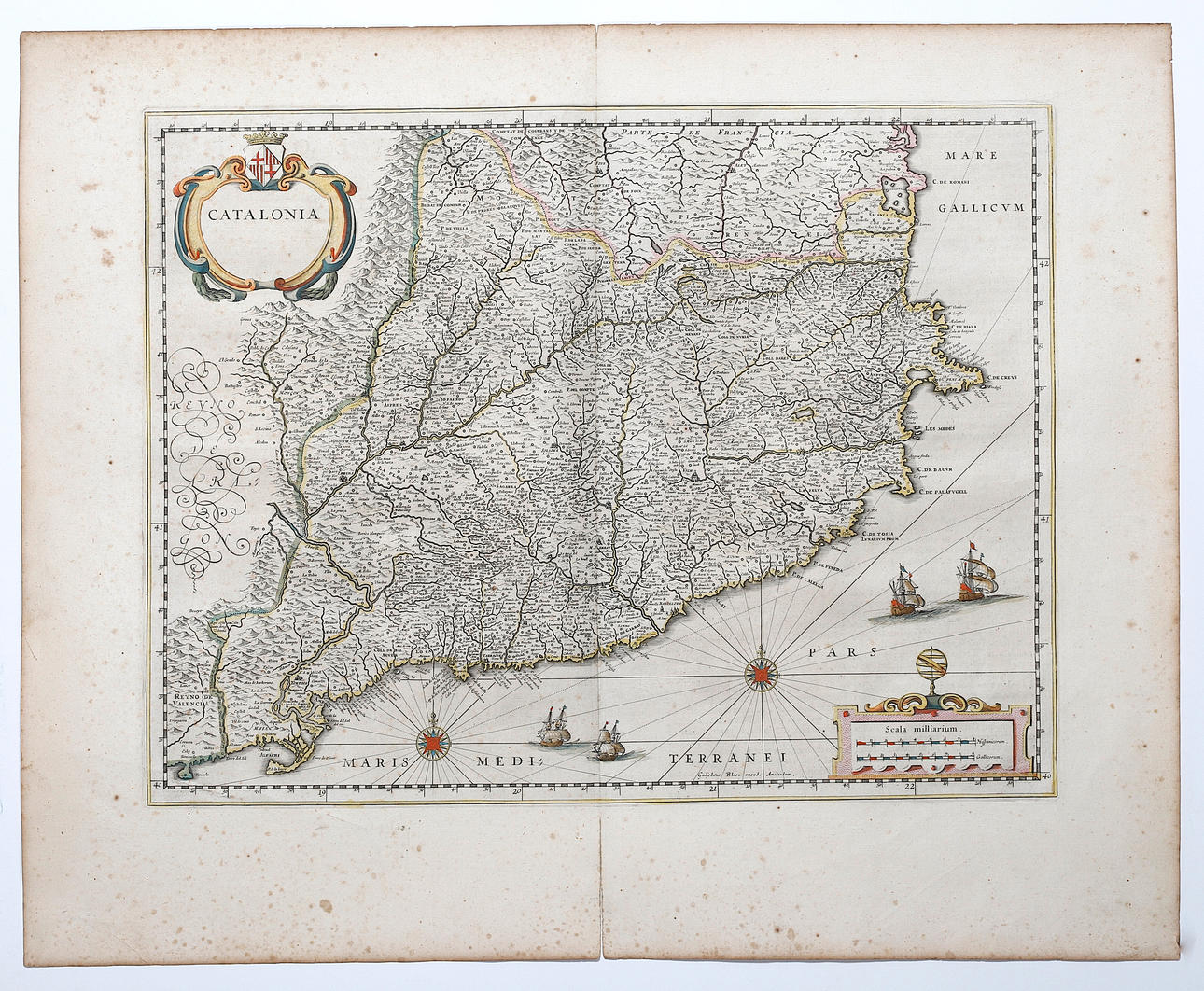 JOAN BLAEU. Karta över Katalonien.