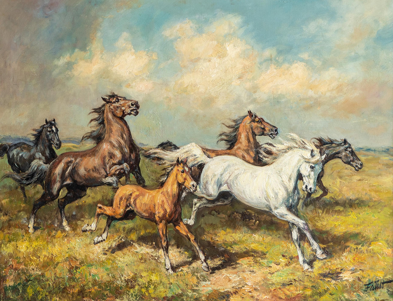 HEINRICH FAUST (1910-1981). Pferde im Gewitter.