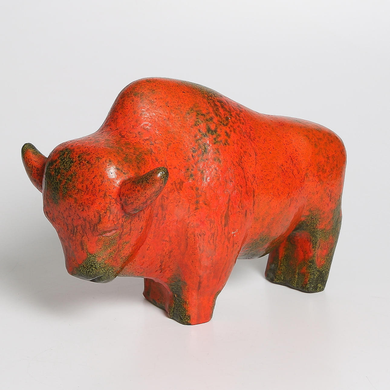 SKULPTUR, tjur, keramik, Kurt Tschörner och Otto Gerharz, Ruscha Keramik, Tyskland, 1960-tal.