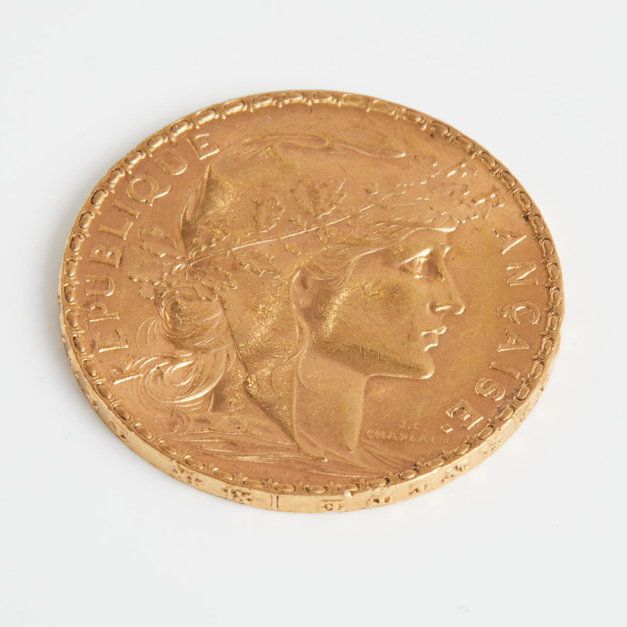 MONEDA DE ORO, Francia, 20 francos 1908.