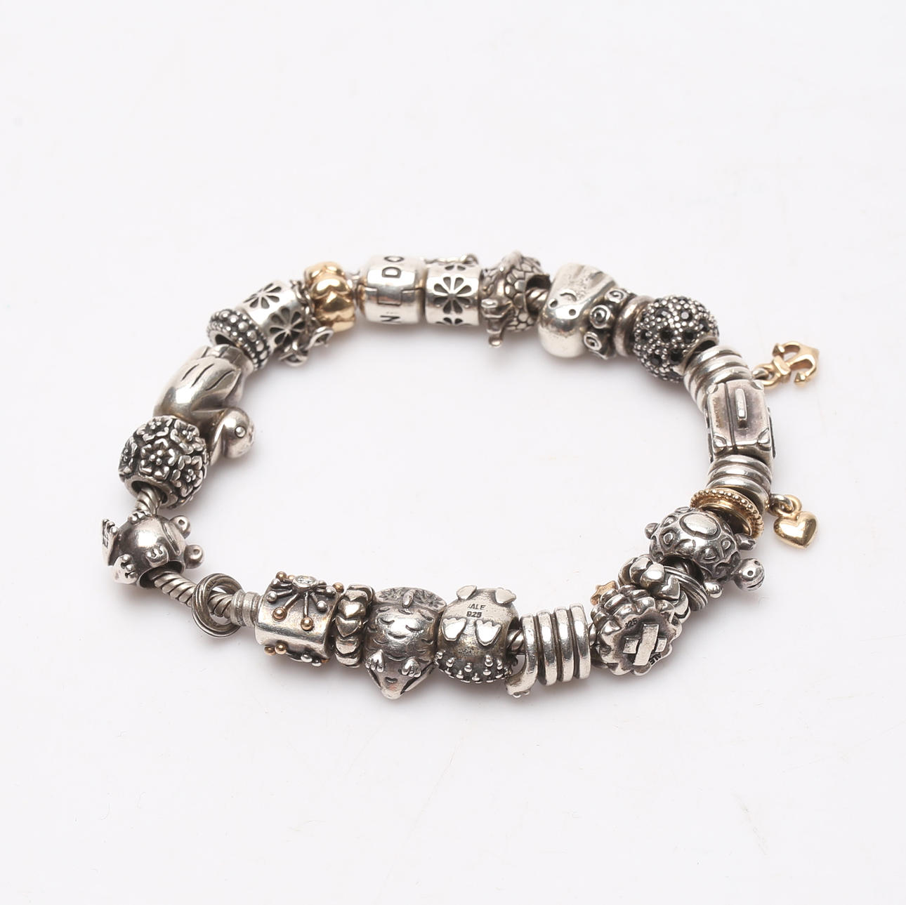 ORMKEDJEARMBAND, silver och guld, 14K, Pandora, Danmark.