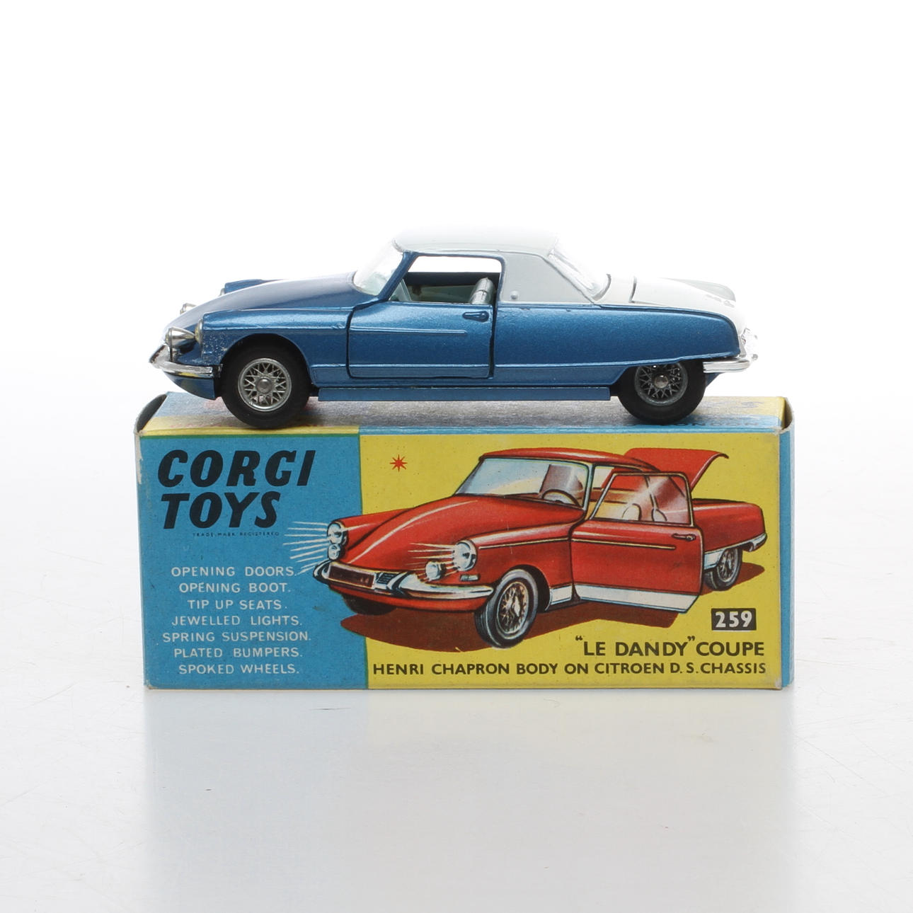CORGI TOYS 259 Le Dandy Coupe - Blue and white in original