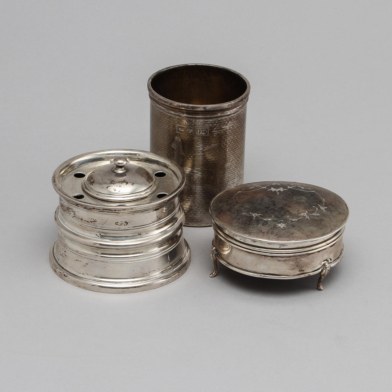 BLÄCKHORN, PENNVAS samt LOCKASK, silver, London och Birmingham, England.