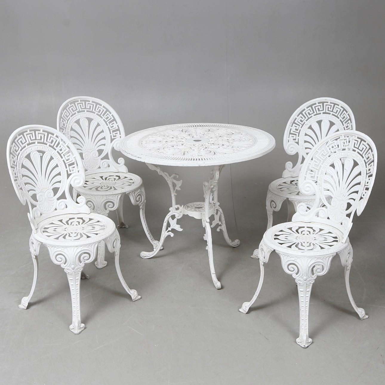 Kahvilakalusteet, 5 osaa, kevytmetallia, 1900-luku.