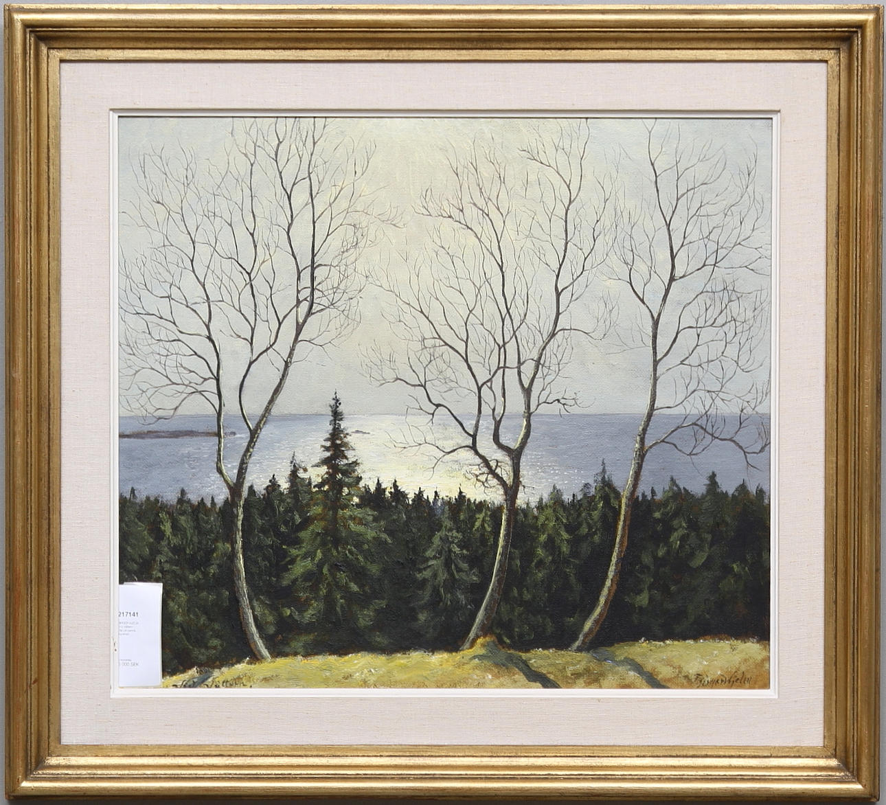 BIRGER HJELM. "Vid Vättern". Olja på pannå, signerad.