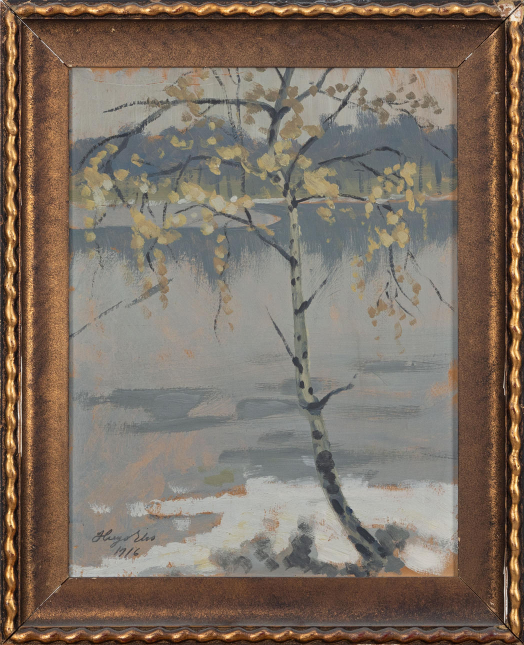 HUGO EHO. Spring picture, signed, oil on board.