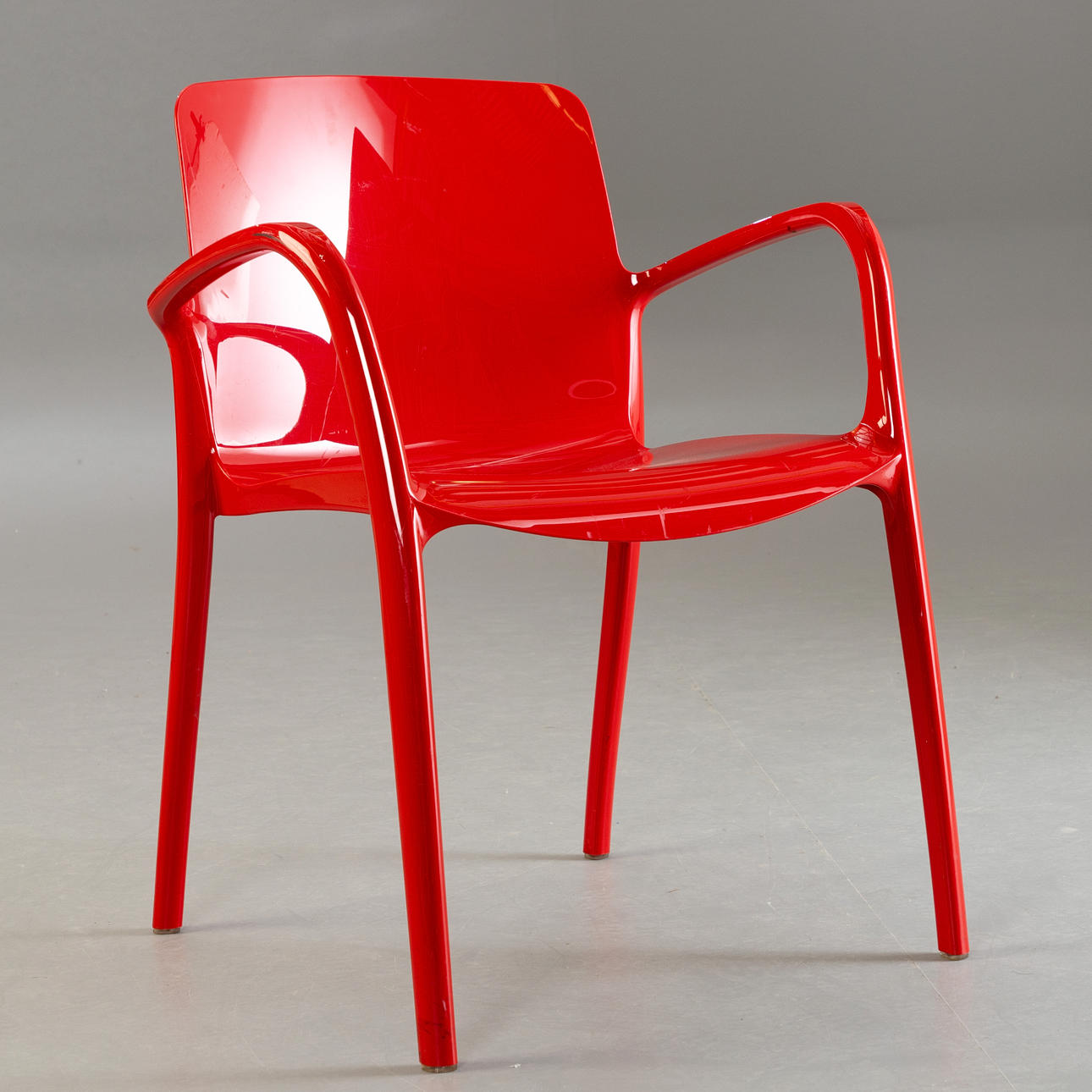 red plastic armchair 'Tiffany' by Marcello Ziliani for Casprini