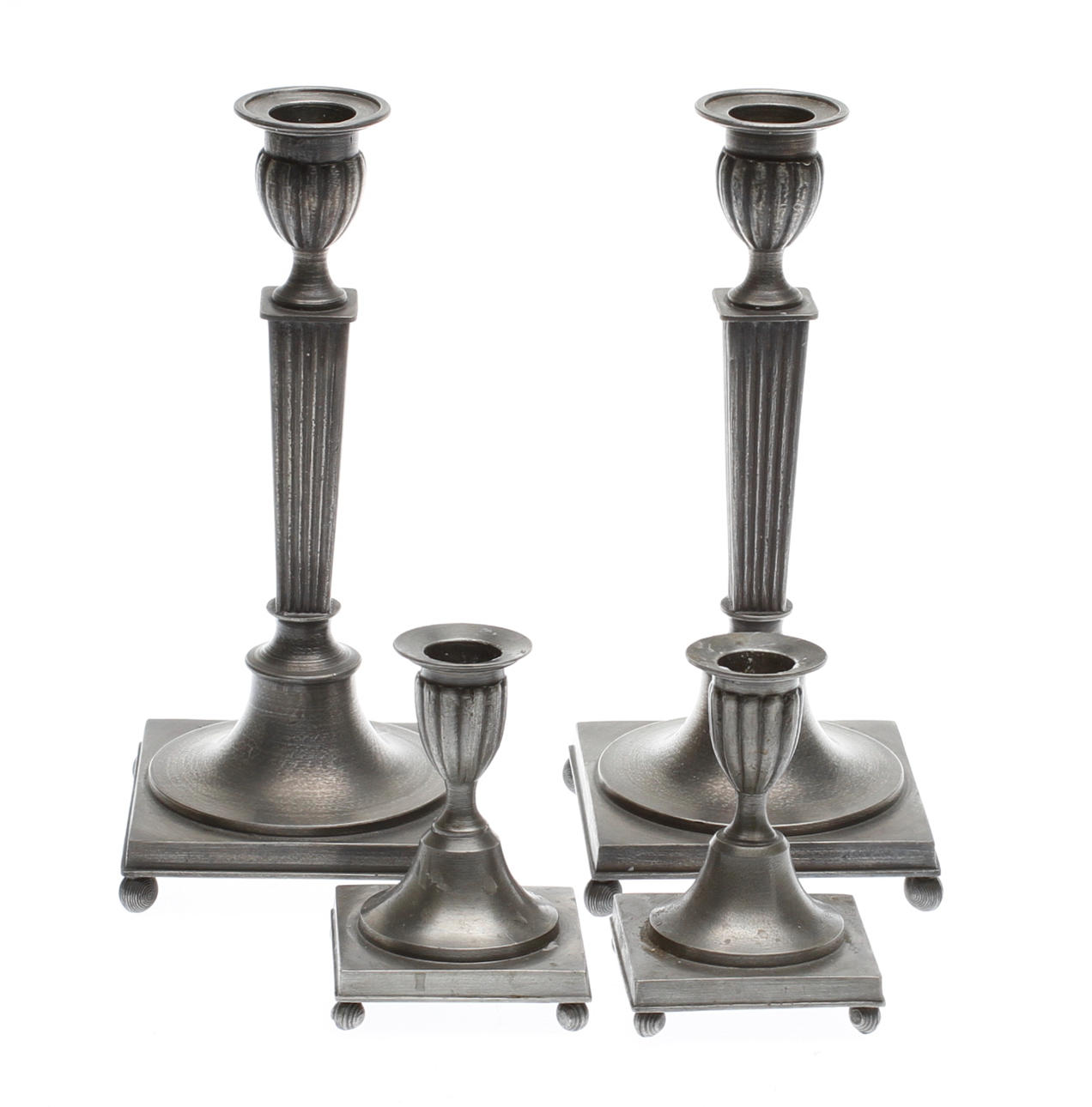 LJUSSTAKAR, 2 par, tenn, gustaviansk stil, Gränna, 1900-tal.