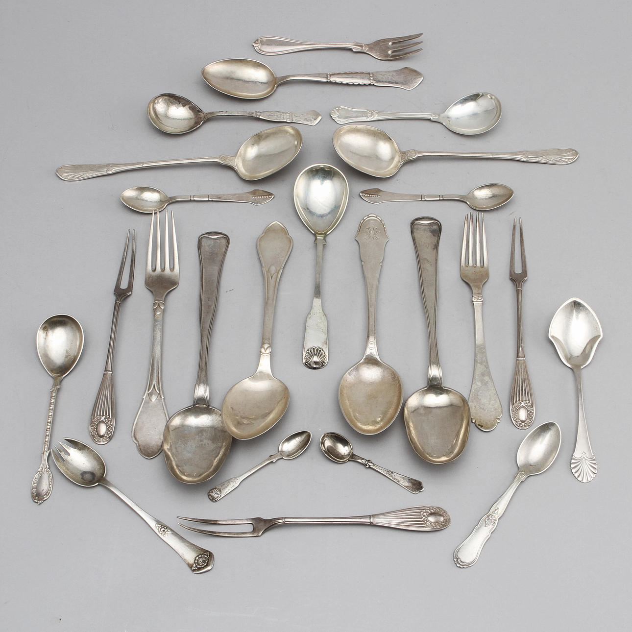 PARTI BESTICK, 22 st, silver, Danmark. Vikt 640 gram.