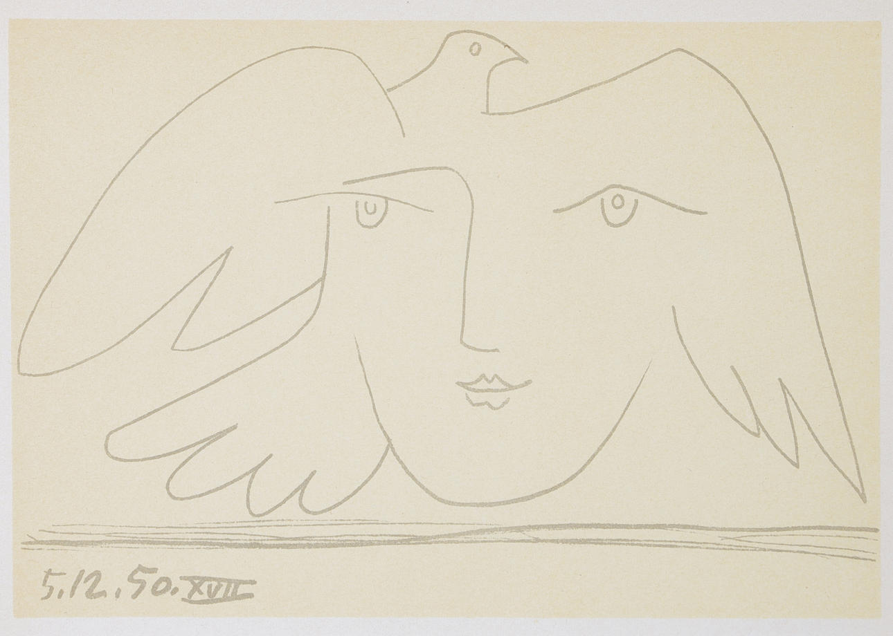 PABLO PICASSO. EFTER. "Le Visage de la Paix XVII", Original Mourlot litografi 1951.