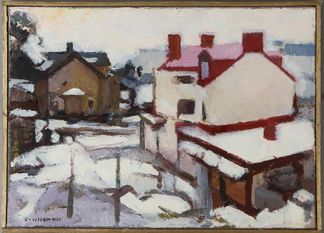 CARL-WILLIAM HAMMAR. "Röda tak", olja på duk, signerad.