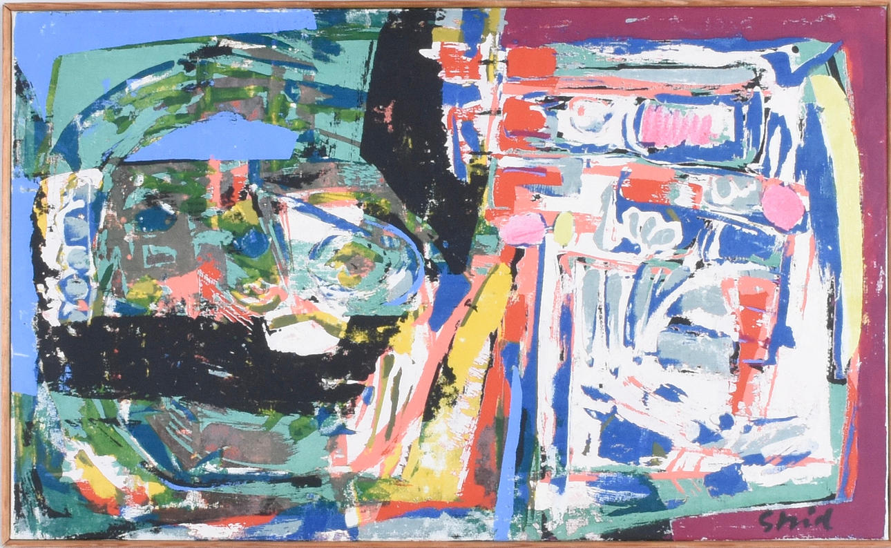 HARDY STRID. Farbserigrafie auf Leinwand.