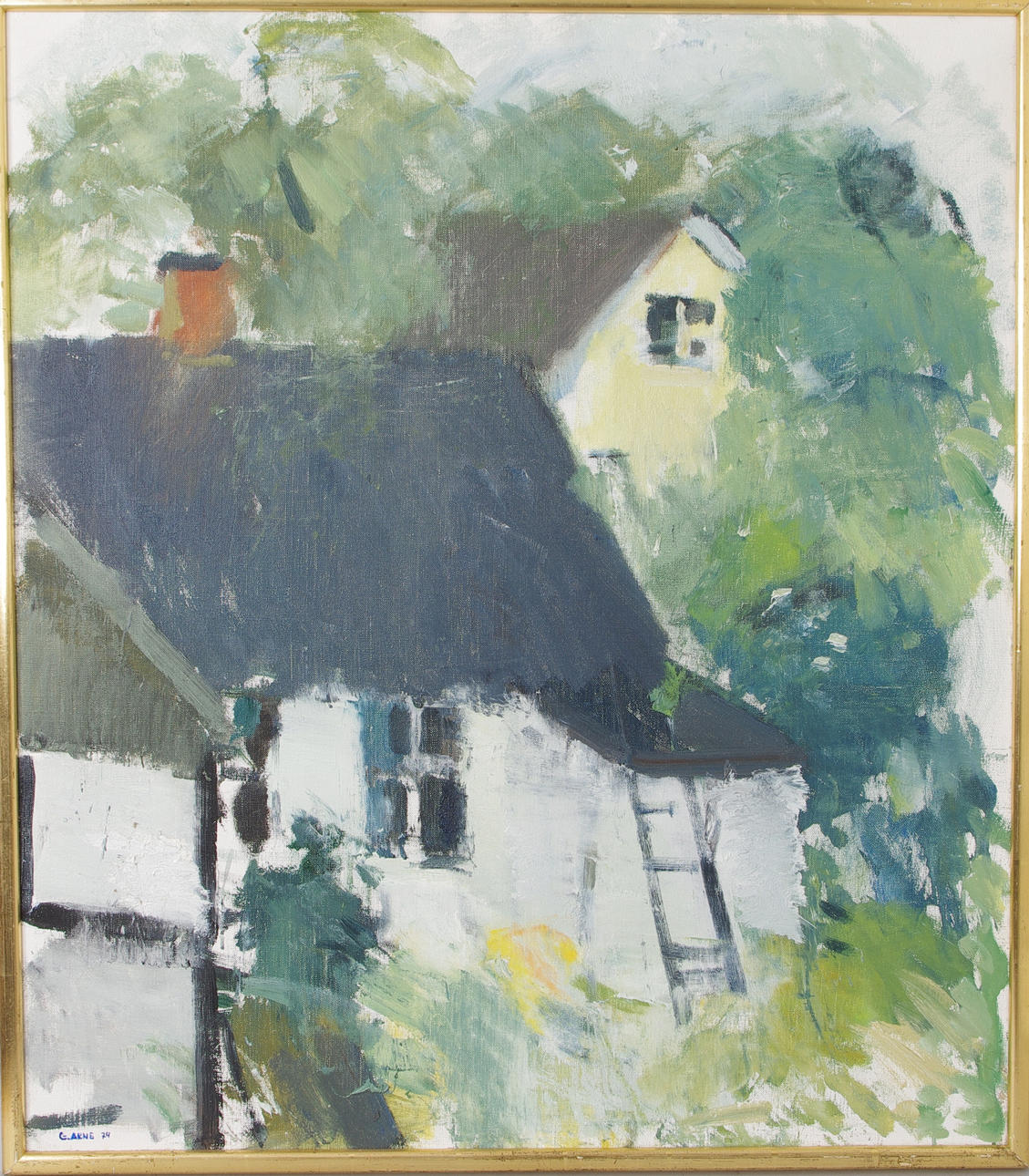 GUSTAV ARNE. Motiv från Döshult, olja på duk, signerad G. Arne 74.