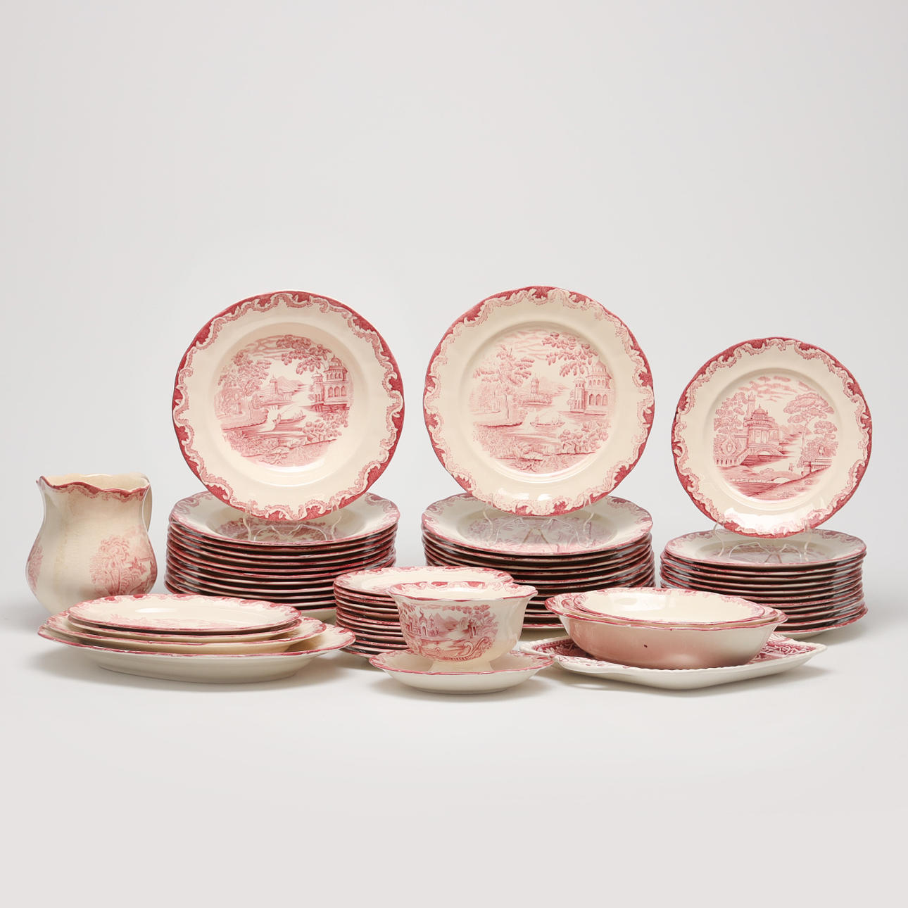 MATSERVIS, Röd Bengali, Rörstrand, 57 dlr.