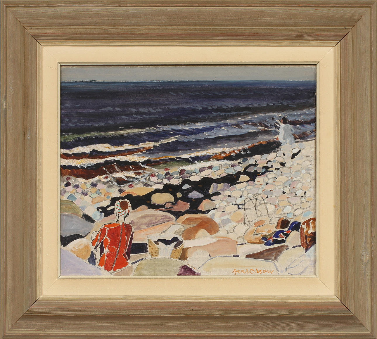 AXEL OLSON. "Pärlemorkusten, Olja på duk, signerad.